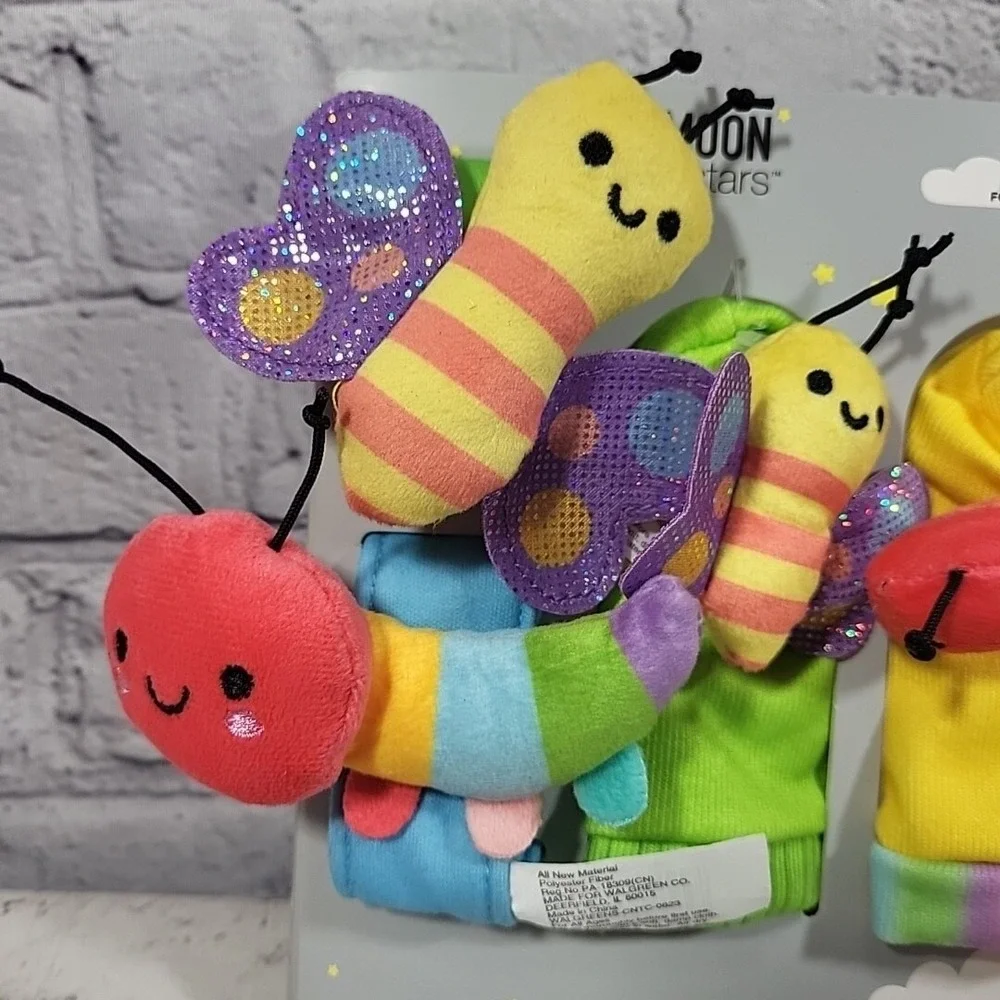 Moon Stars Baby Hand And Foot Rattles 4 Count Caterpillar Bumble Bees New